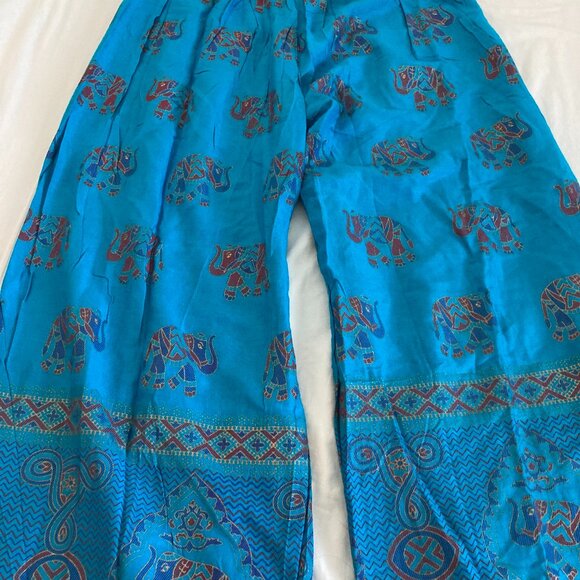Pants - Cobalt blue wide legged semi silk pant